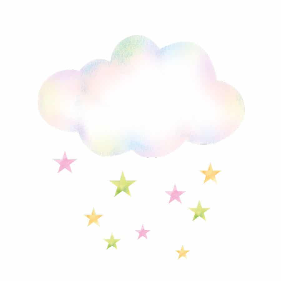clouds with stars on white background perfect for a girls bedroom