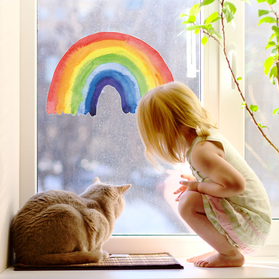 Watercolour rainbow window sticker perfect for decorating a child's bedroom or playroom