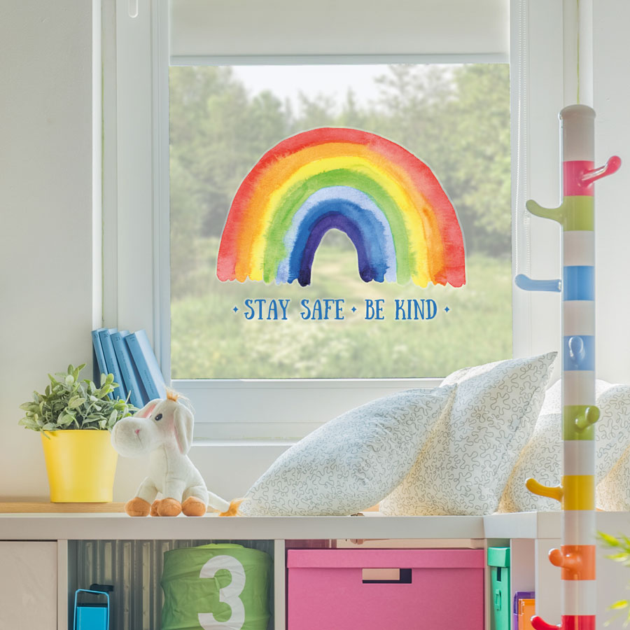 Stay safe be kind window sticker perfect for brightening up a child's bedroom or playroom