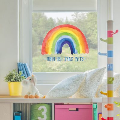 Stay safe be kind window sticker (Reversed)perfect for brightening up a child's bedroom or playroom