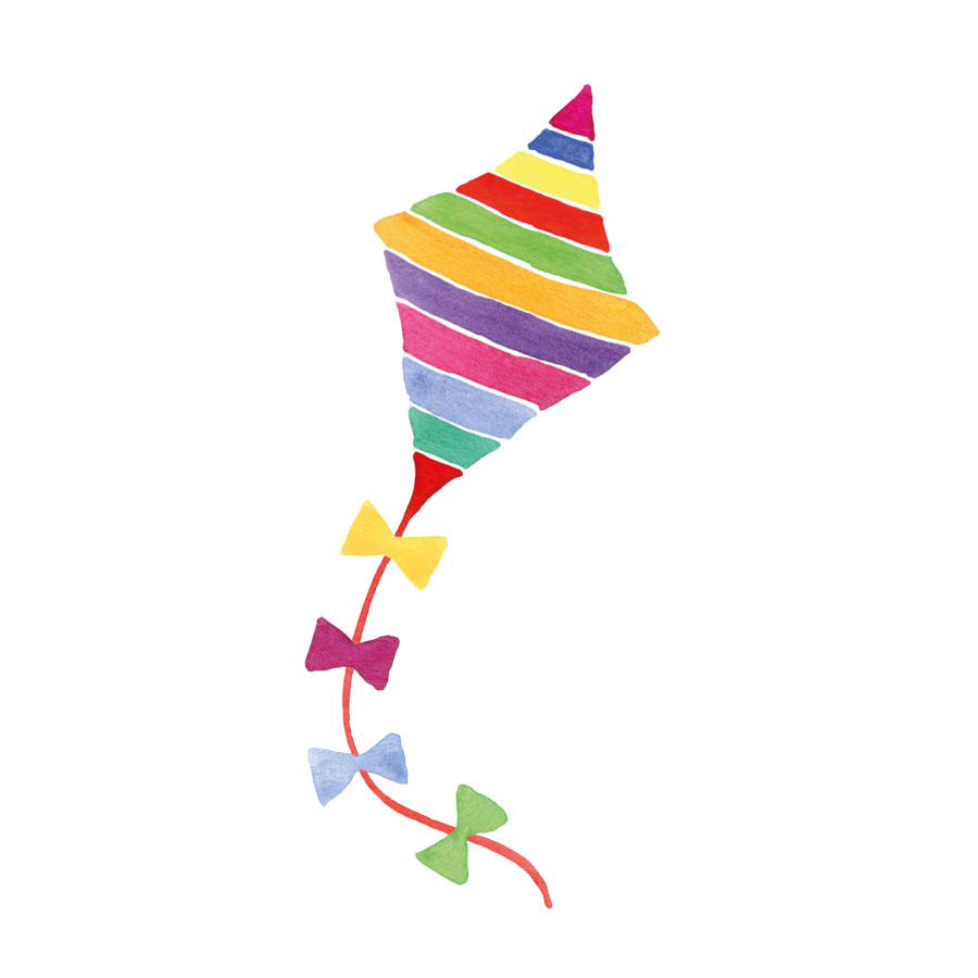 Rainbow kite window sticker on a white background