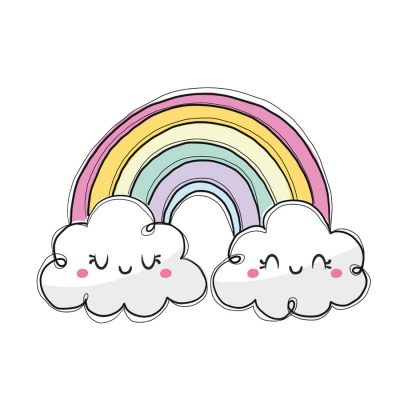 Cute pastel rainbow window sticker (Large size) on a white background