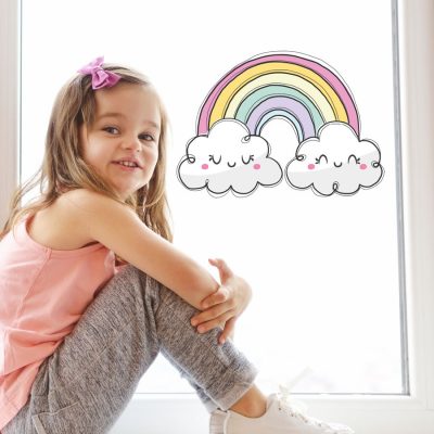 Cute pastel rainbow window sticker (Regular size) perfect for brightening up a child's bedroom, nursery or playroom