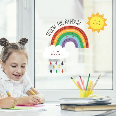 Follow the rainbow window sticker perfect for brightening up your child's room and decorating your home