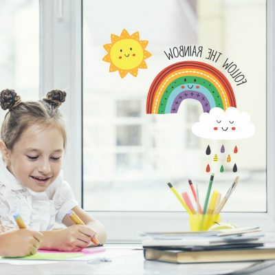 Follow the rainbow window sticker (Reversed) perfect for brightening up your child's room and decorating your home