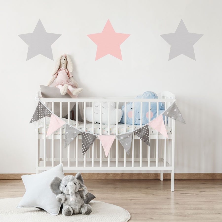 Pink and light grey giant star wall stickers | Shape wall stickers | Stickerscape | UK