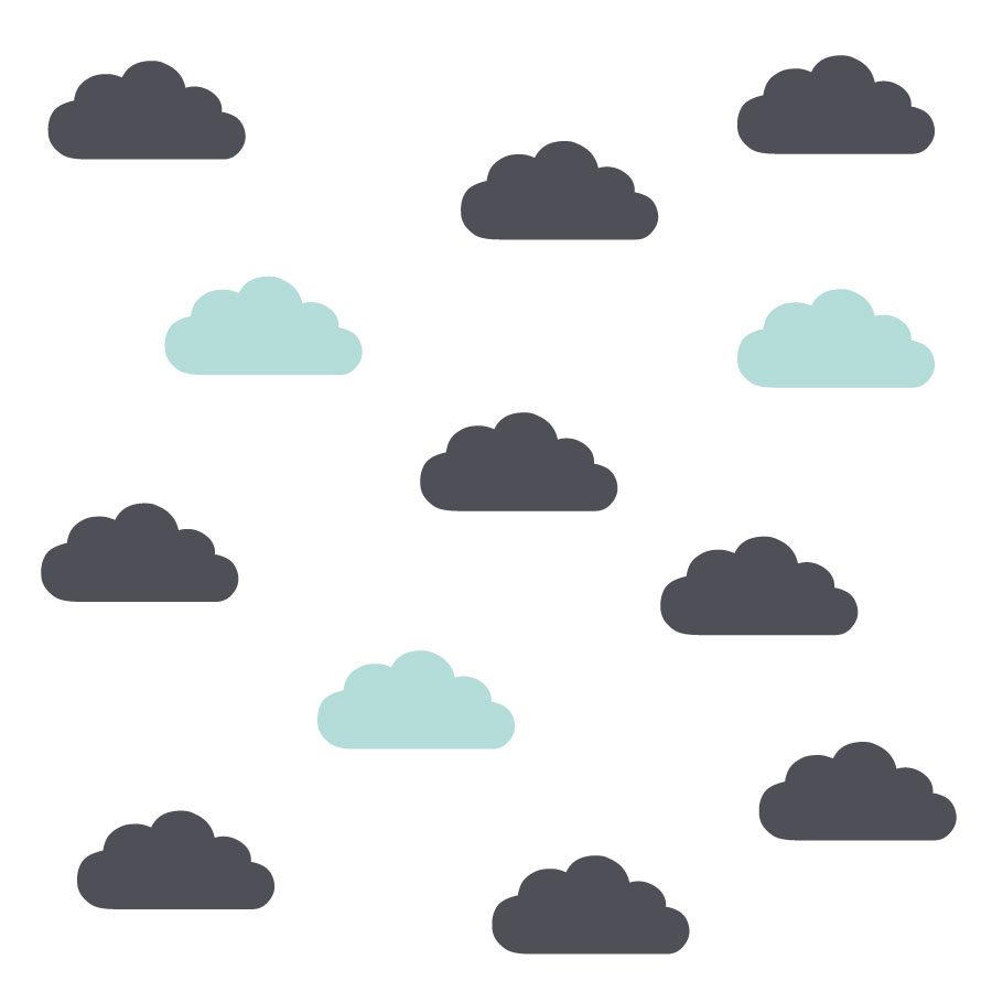 Dark grey and aqua cloud wall stickers | Stickerscape | UK