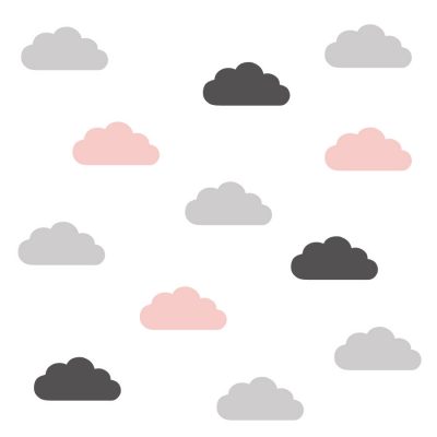 Grey, pink and dark grey cloud wall stickers | Cloud wall stickers | Stickerscape | UK