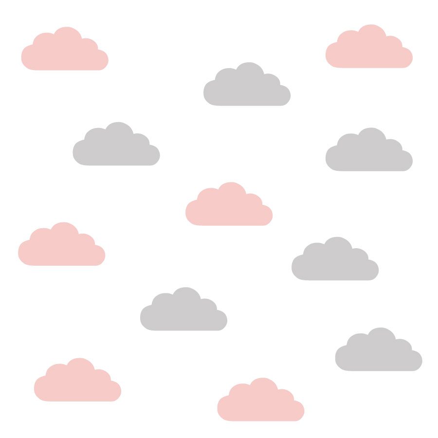 Grey and pink cloud wall stickers | Cloud wall stickers | Stickerscape | UK