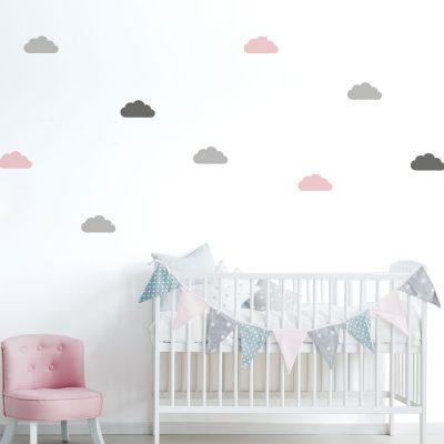 Grey, pink and dark grey cloud wall stickers | Cloud wall stickers | Stickerscape | UK