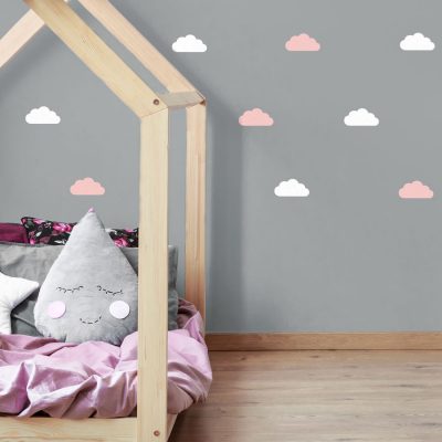 White and pink cloud wall stickers | Cloud wall stickers | Stickerscape | UK