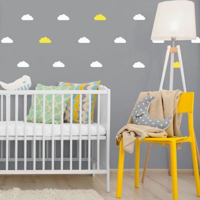 White and yellow cloud wall stickers | Cloud wall stickers | Stickerscape | UK