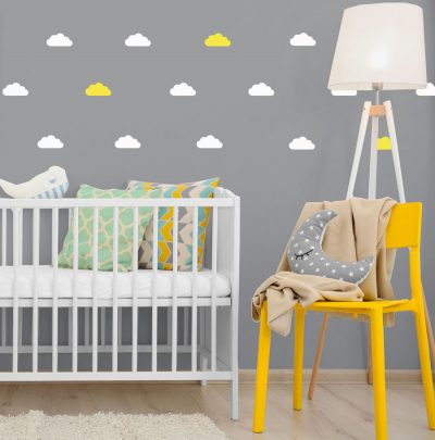 White and yellow cloud wall stickers | Cloud wall stickers | Stickerscape | UK