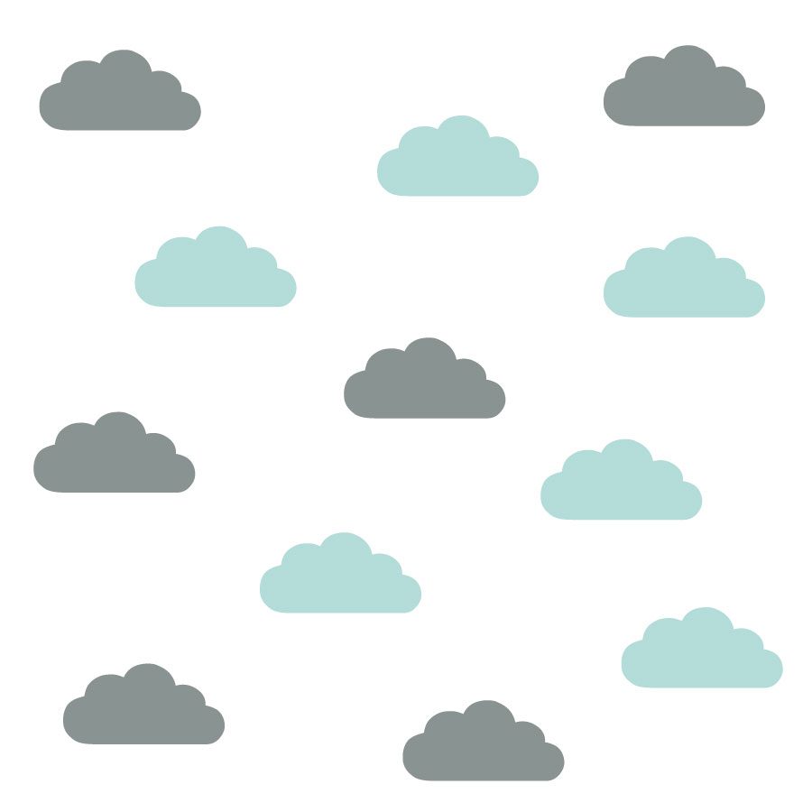 Grey and aqua cloud wall stickers | Cloud wall stickers | Stickerscape | UK