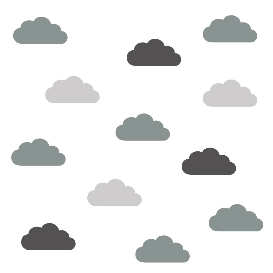 Trio of grey cloud wall stickers | Cloud wall stickers | Stickerscape | UK