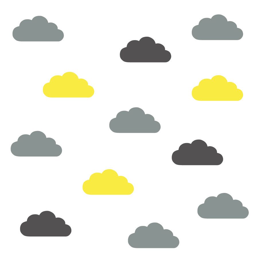 Grey, yellow and dark grey cloud wall stickers | Cloud wall stickers | Stickerscape | UK
