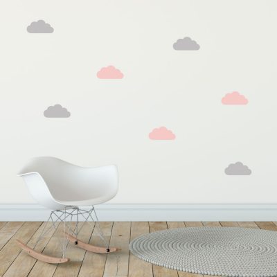 Grey and pink cloud wall stickers | Cloud wall stickers | Stickerscape | UK