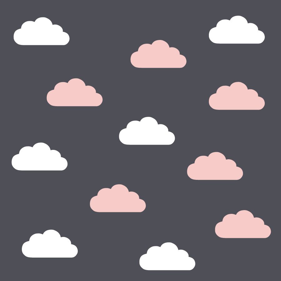 White and pink cloud wall stickers | Cloud wall stickers | Stickerscape | UK