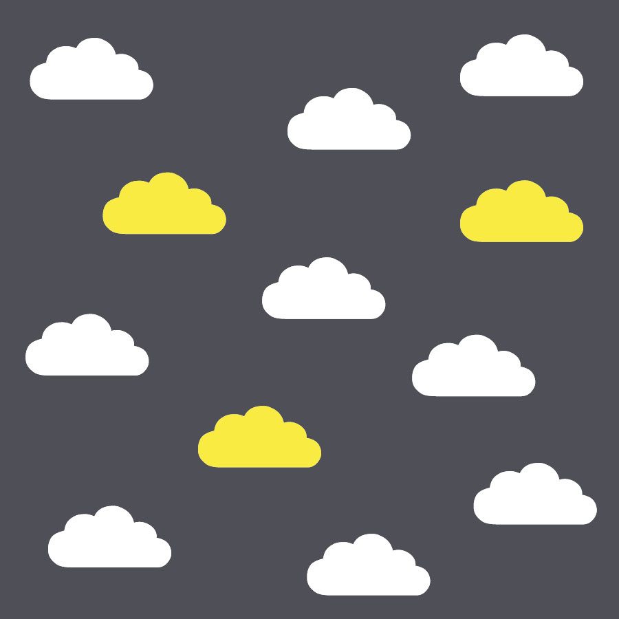 White and yellow cloud wall stickers | Cloud wall stickers | Stickerscape | UK