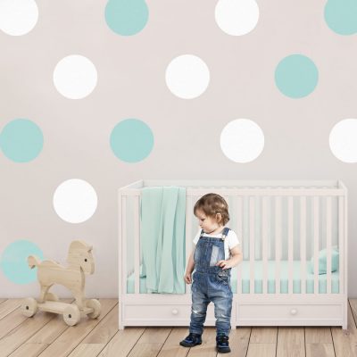 Aqua and white circle wall stickers | Shape wall stickers | Stickerscape | UK