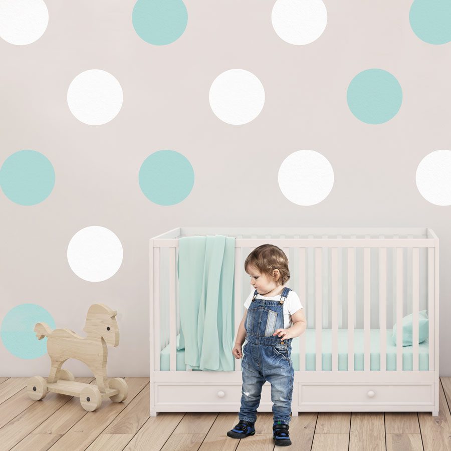 Aqua and white circle wall stickers | Shape wall stickers | Stickerscape | UK