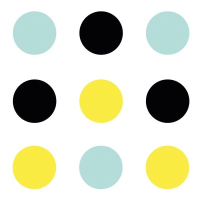 Black, yellow and aqua circle wall stickers | Shape wall stickers | Stickerscape | UK