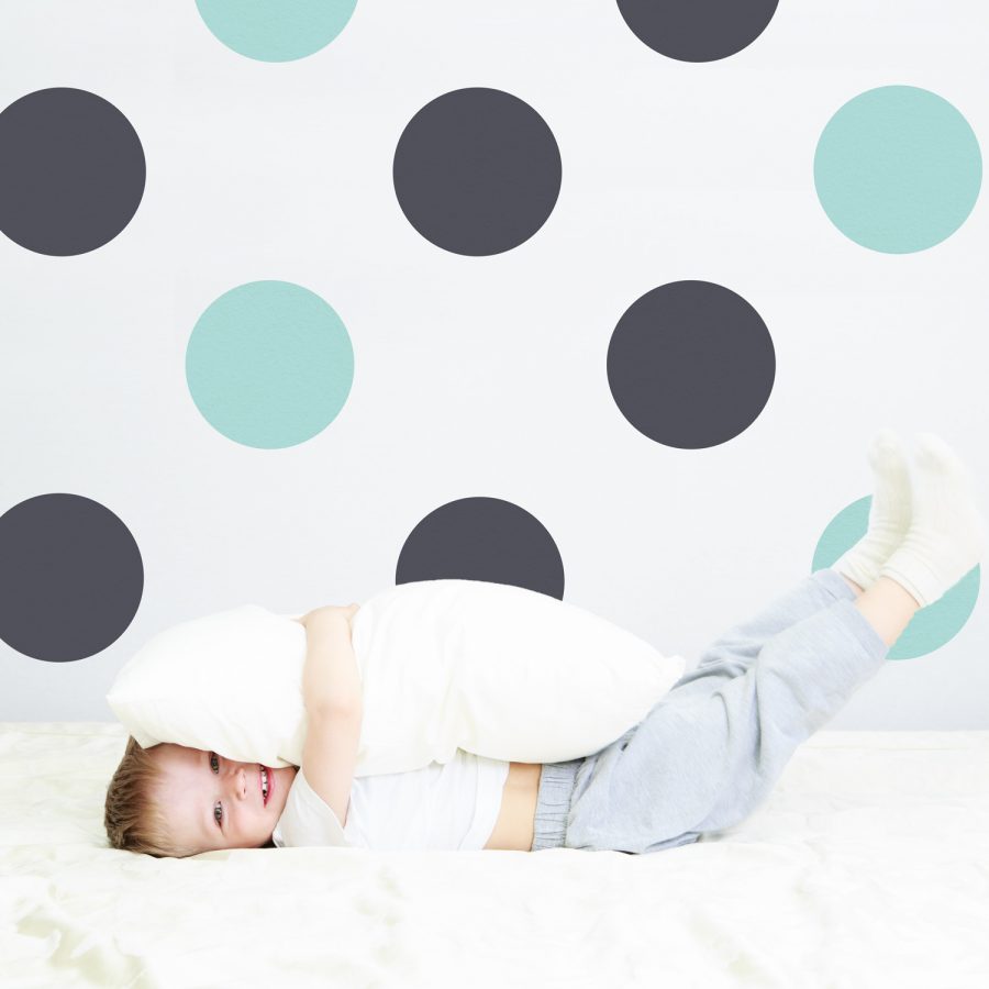 Dark grey and aqua circle wall stickers | Shape wall stickers | Stickerscape | UK