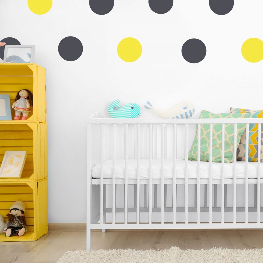 Dark grey and yellow circle wall stickers | Shape wall stickers | Stickerscape | UK