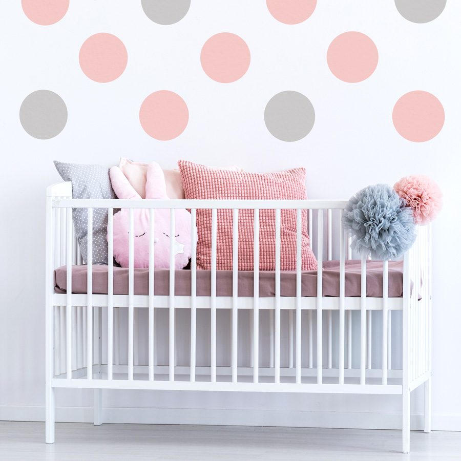 Pink and light grey circle wall stickers | Shape wall stickers | Stickerscape | UK