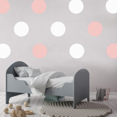 Pink and white circle wall stickers | Shape wall stickers | Stickerscape | UK