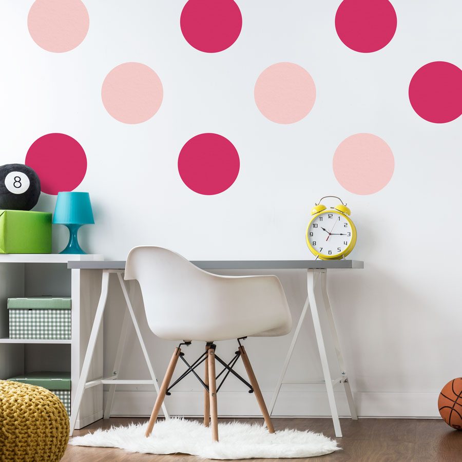 Hot pink and light pink circle wall stickers | Shape wall stickers | Stickerscape | UK