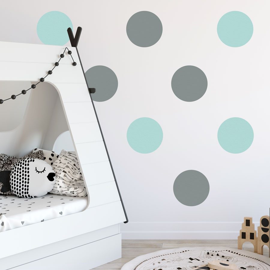 Grey and aqua circle wall stickers | Shape wall stickers | Stickerscape | UK