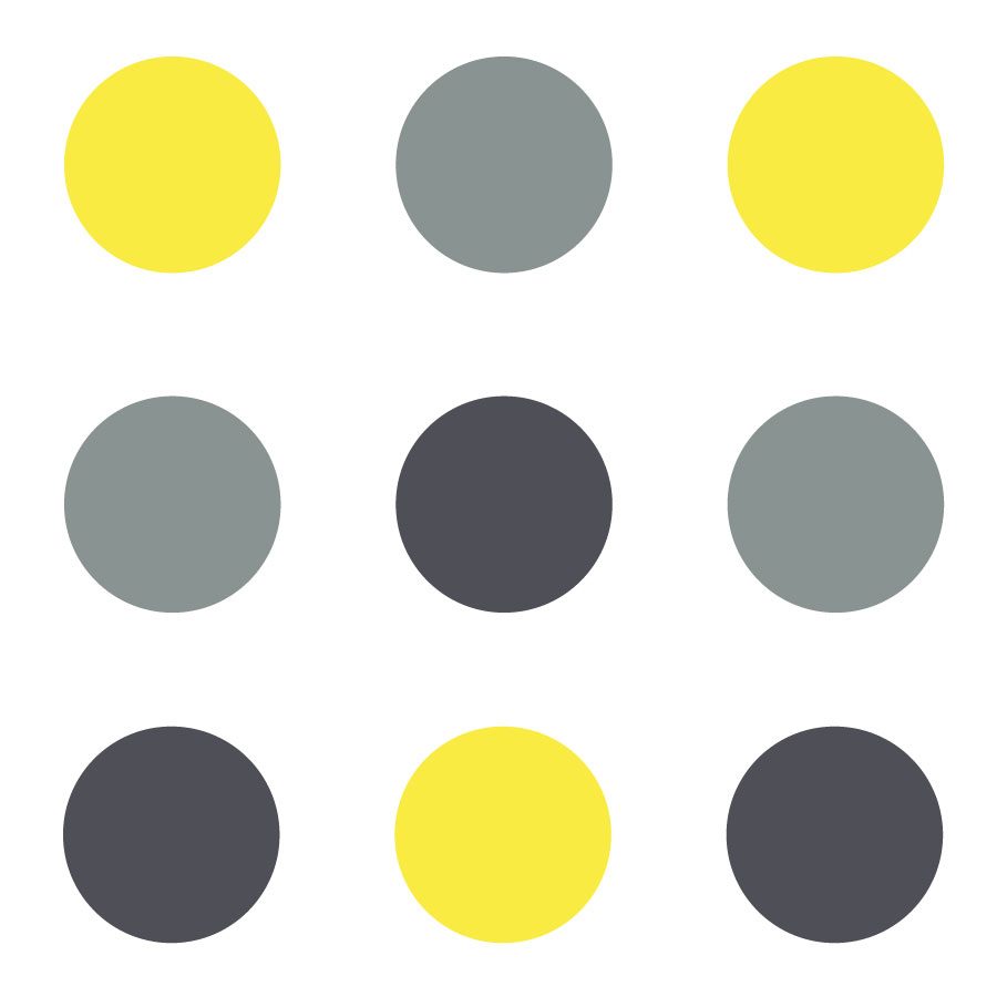 Grey, dark grey and yellow circle wall stickers | Shape wall stickers | Stickerscape | UK