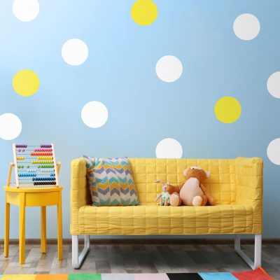 White and yellow circle wall stickers | Shape wall stickers | Stickerscape | UK