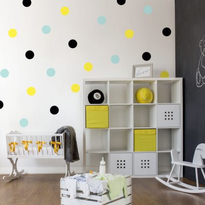 Black, yellow and aqua spot wall stickers | Shape wall stickers | Stickerscape | UK