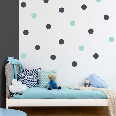 Dark grey and aqua spot wall stickers | Shape wall stickers | Stickerscape | UK