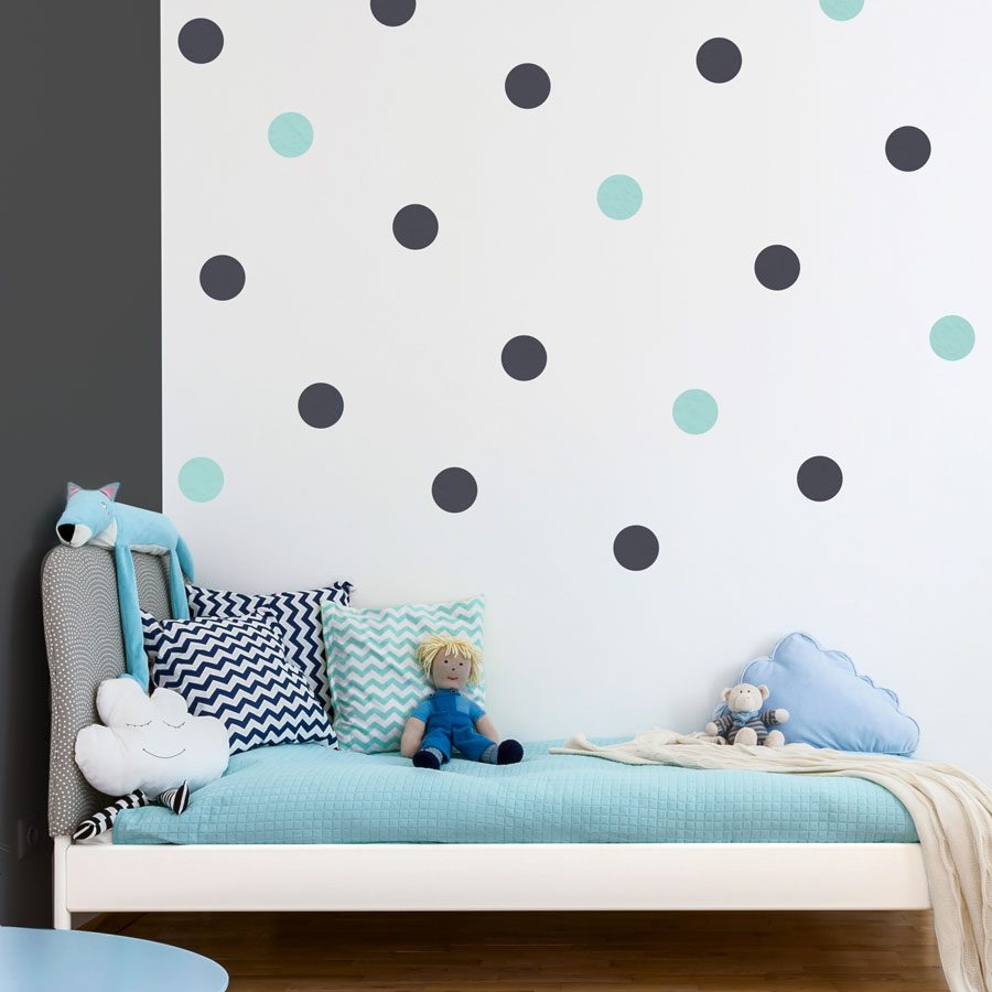 Dark grey and aqua spot wall stickers | Shape wall stickers | Stickerscape | UK