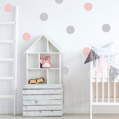 Pink and light grey spot wall stickers | Shape wall stickers | Stickerscape | UK