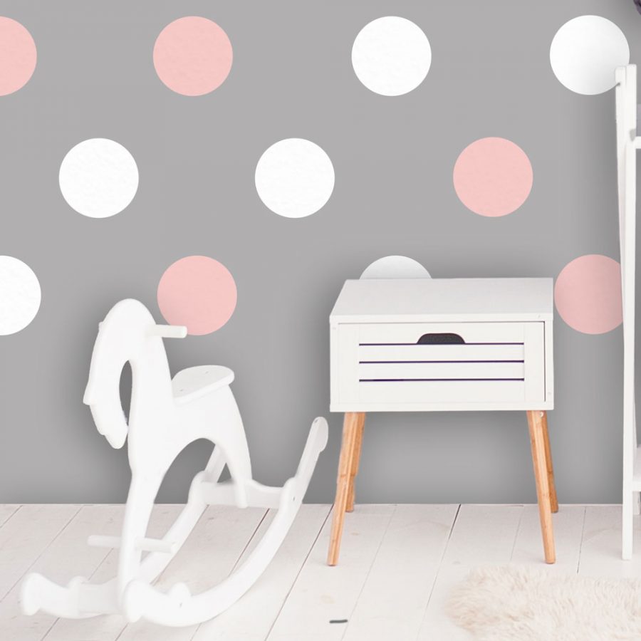 Pink and white spot wall stickers | Shape wall stickers | Stickerscape | UK