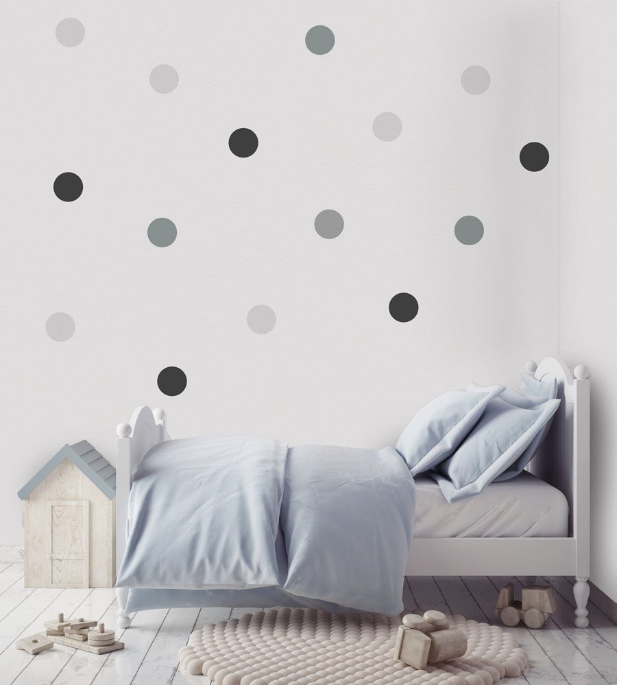 Trio of grey spot wall stickers | Shape wall stickers | Stickerscape | UK