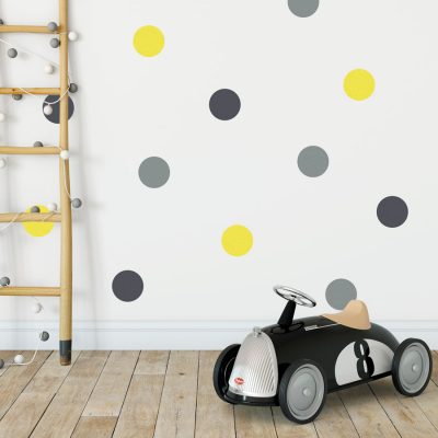 Grey, dark grey and yellow spot wall stickers | Shape wall stickers | Stickerscape | UK