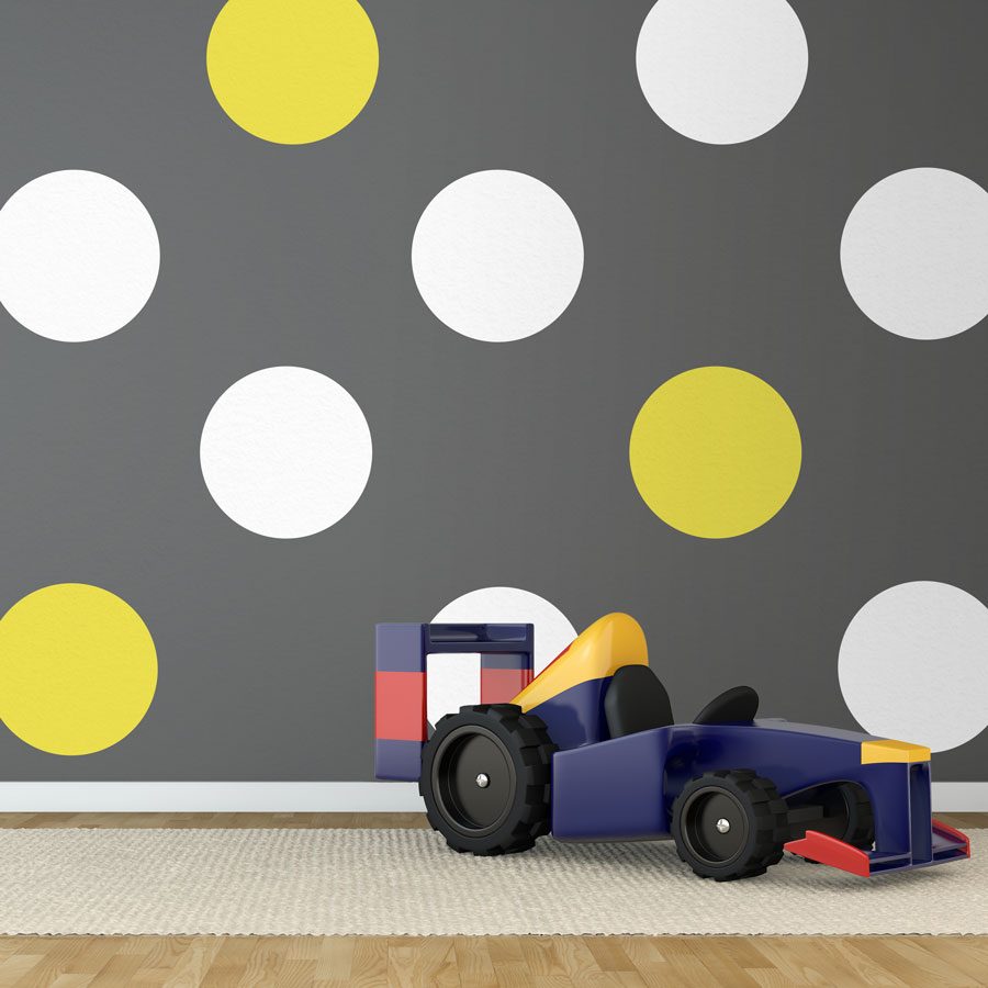 White and yellow spot wall stickers | Shape wall stickers | Stickerscape | UK