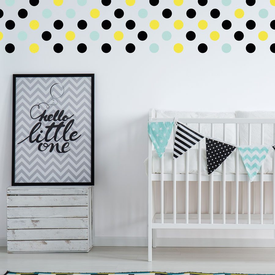 Black, yellow and aqua dot wall stickers | Shape wall stickers | Stickerscape | UK