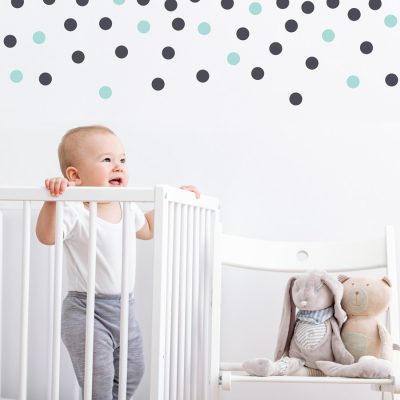 Grey and aqua dot wall stickers | Shape wall stickers | Stickerscape | UK