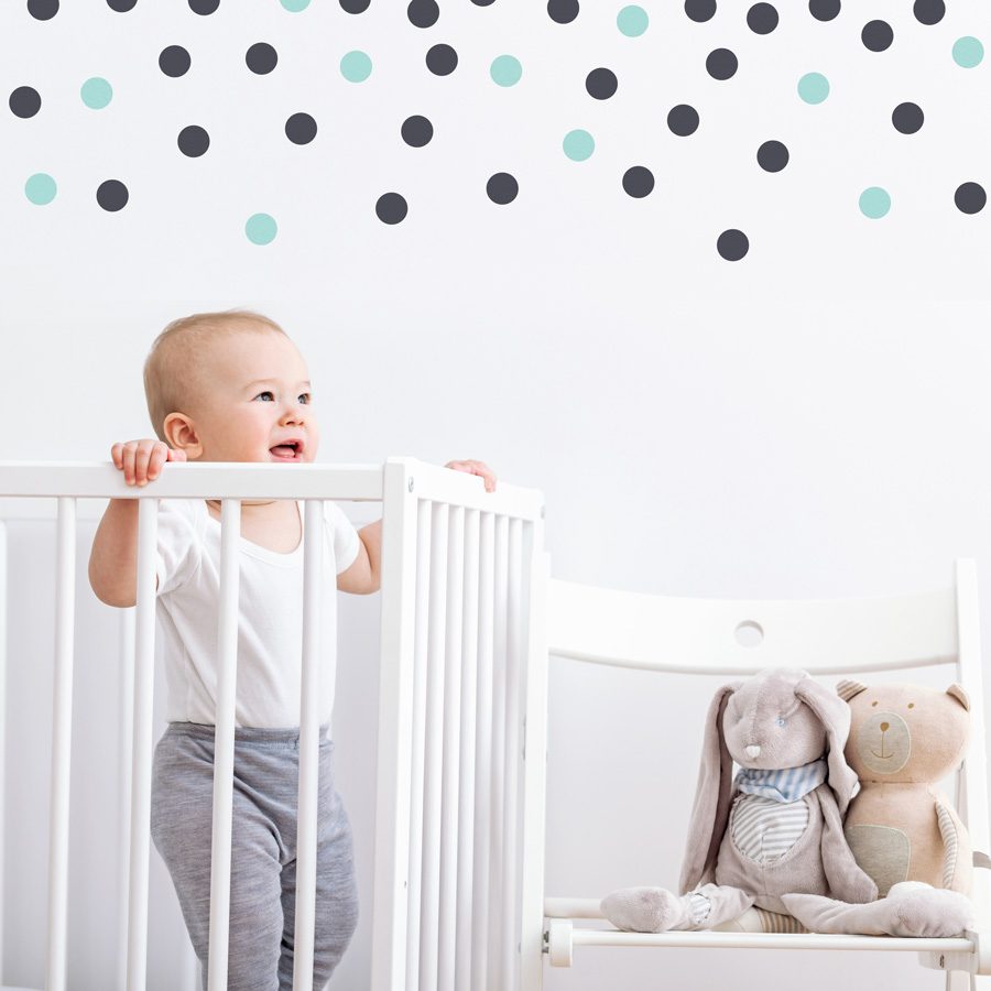 Grey and aqua dot wall stickers | Shape wall stickers | Stickerscape | UK