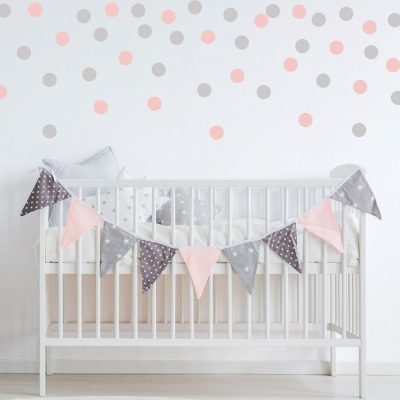 Pink and light grey dot wall stickers | Shape wall stickers | Stickerscape | UK