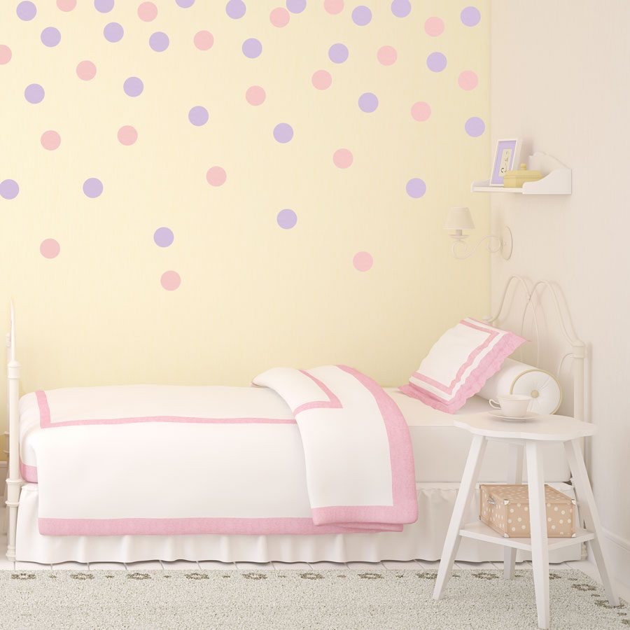 Pink and lilac spot wall stickers | Shape wall stickers | Stickerscape | UK