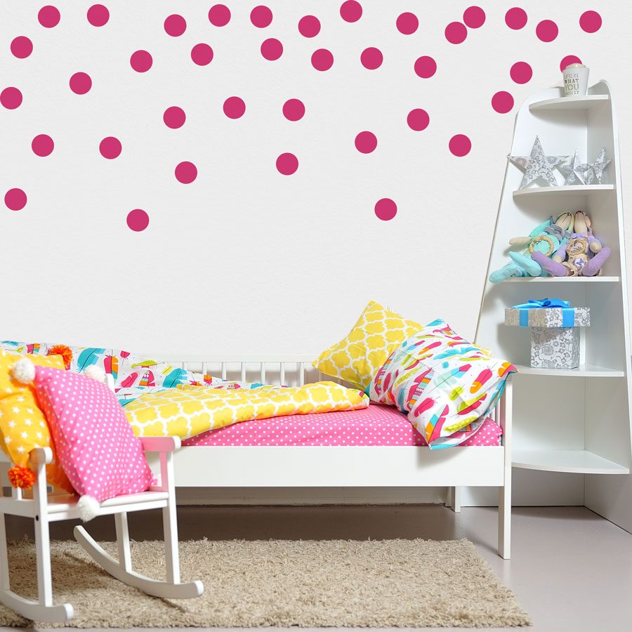 Hot pink dot wall stickers | Shape wall stickers | Stickerscape | UK