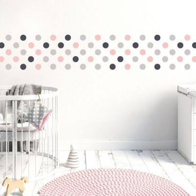 Light grey, dark grey and pink dot wall stickers | Shape wall stickers | Stickerscape | UK