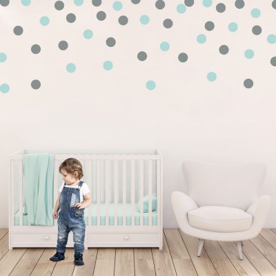 Grey and aqua dot wall stickers | Shape wall stickers | Stickerscape | UK